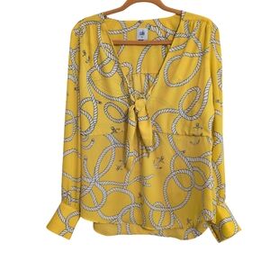Cabi Yellow Nautical Print Women's Top Medium